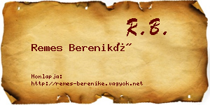 Remes Bereniké névjegykártya